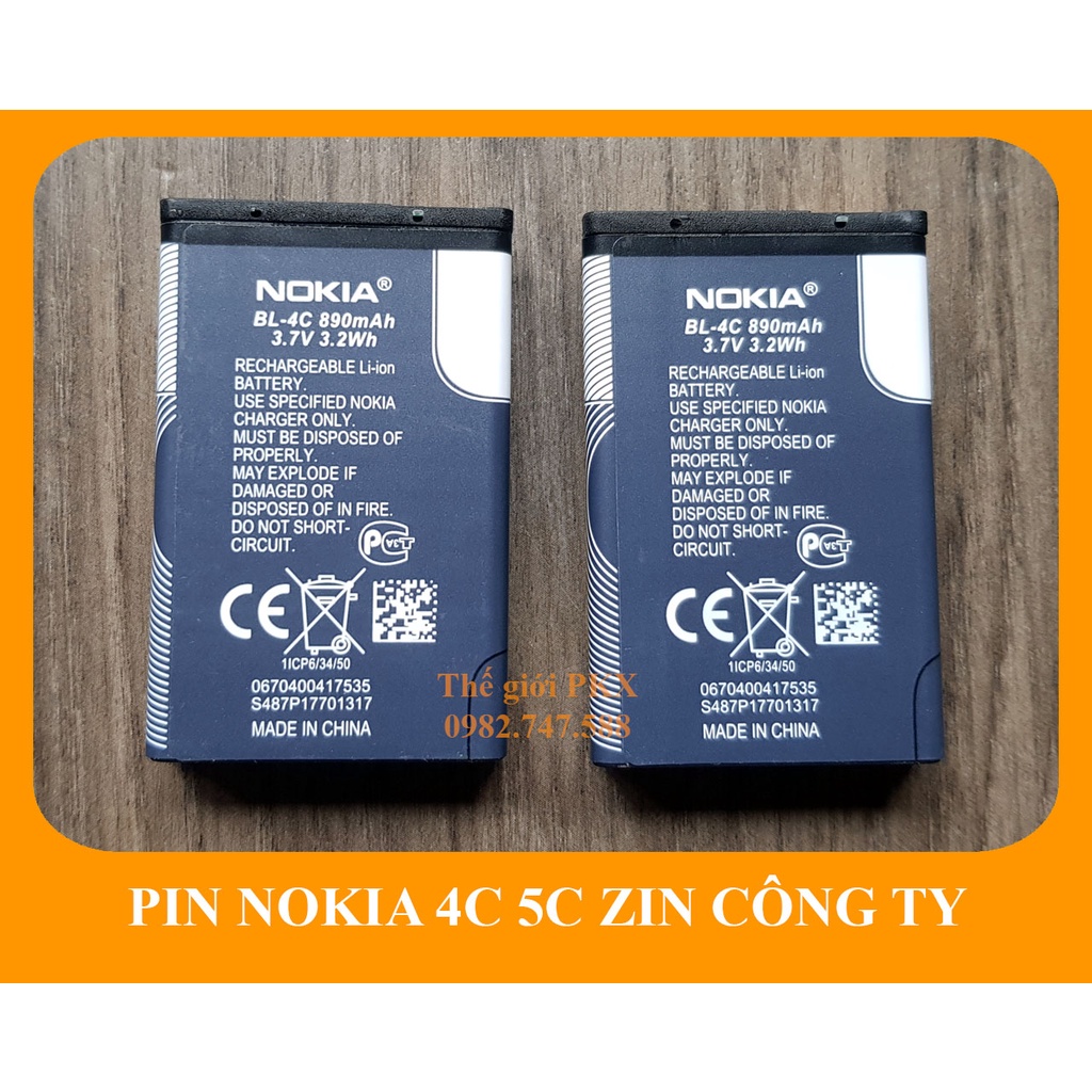 Pin Nokia 4C 5C zin công ty  cho máy 1280, 110i, 1200, 1100...