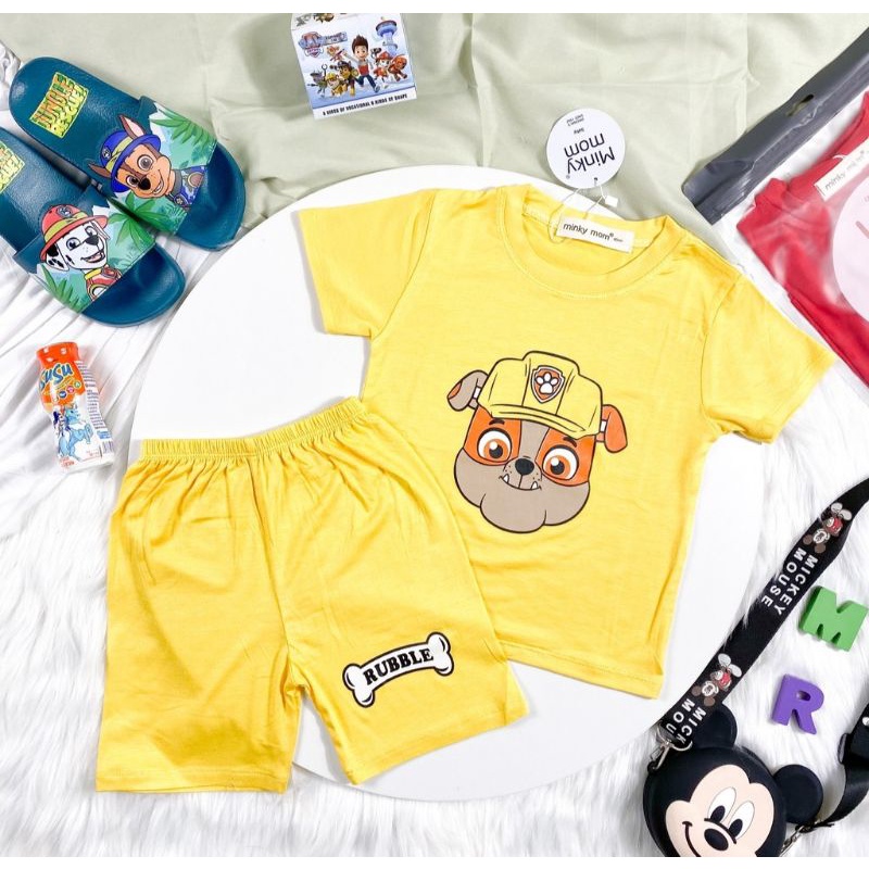 Đồ Bộ Ngắn Tay MINKY MOM In Hình đội Chó Cứu Hộ Paw Patrol Cho Bé