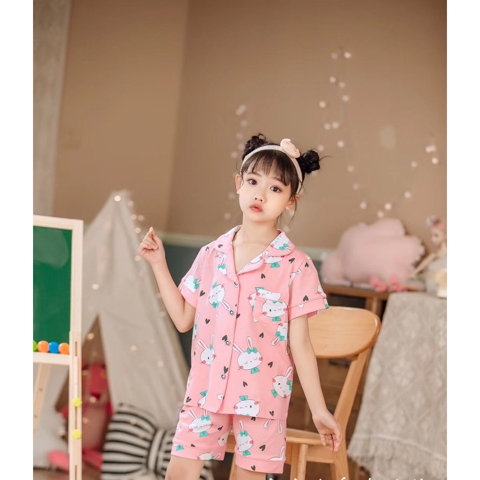 Bộ Pijama cộc tay in hình xuất Hàn gái 7-14 tuổi