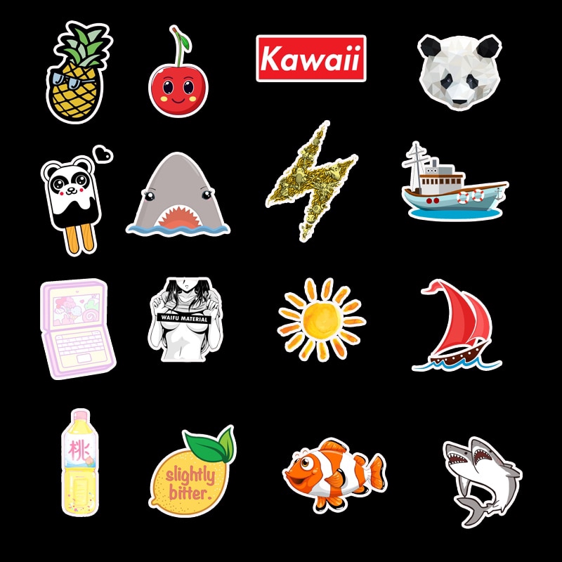 Set 50 sticker VSCO phong cách biển mùa hè chống thấm nước dán trang trí vali/ máy tính/ xe đạp DIY cho trẻ em