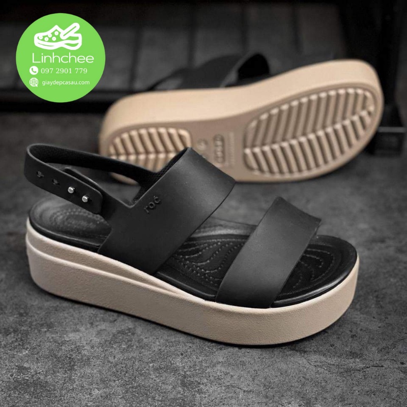 Sandal Cross Nữ Blooklym Low Wedge Quai Ngang