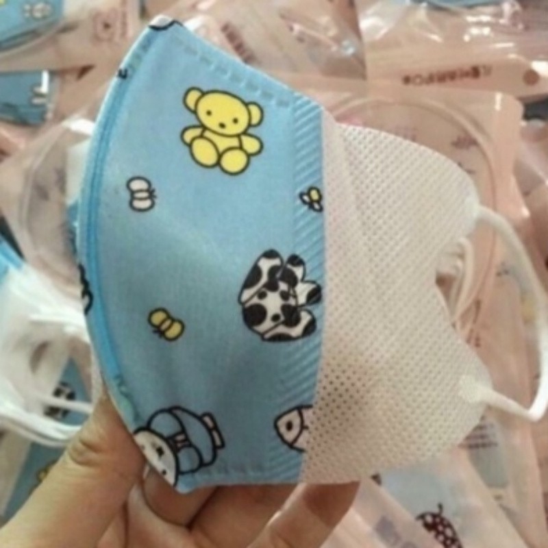 [Cho bé] Sét 5 khẩu trang 3D 3 lớp xuất Nhật cho bé 3-8 tuổi
