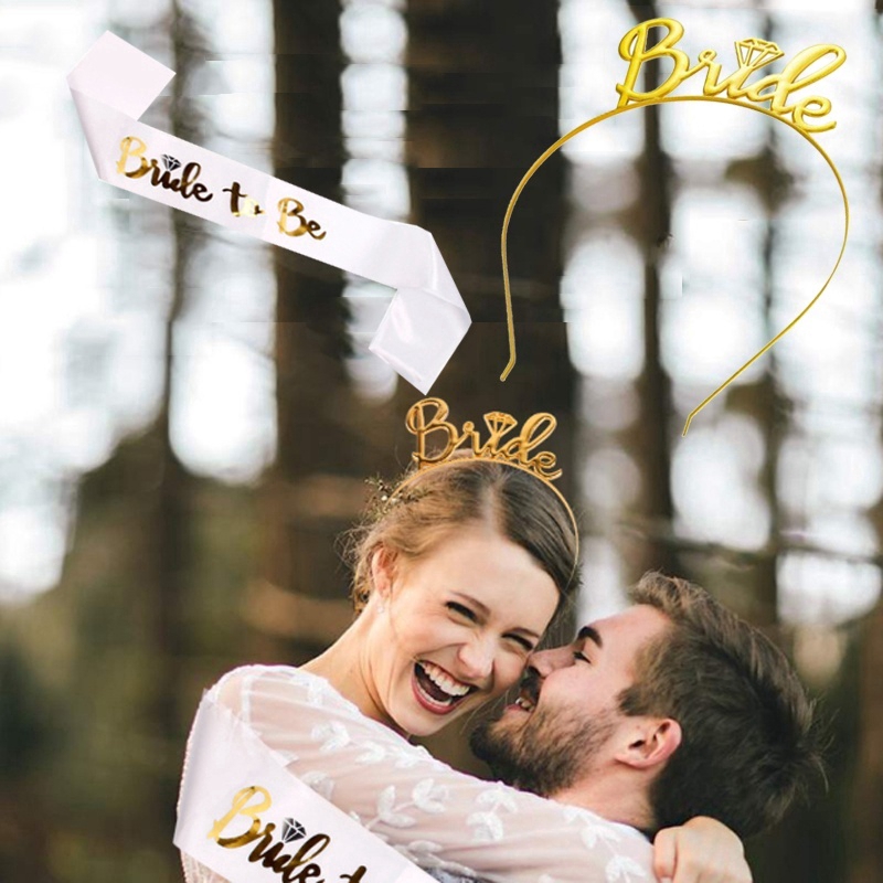 Set 2 Băng Đô Cài Tóc Cô Dâu &amp; Khăn Choàng Sa Tanh Trang Trí Tiệc Cưới RM11 Giao Hàng Miễn Phí