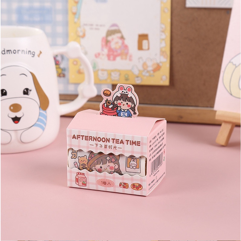 Băng keo dán họa tiết dễ thương WS04 - Cuộn Washi tape trang trí sổ tay