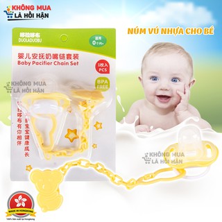 NÚM TI GIẢ SILICONE CÓ TAY CẦM NHỰA CHO BÉ – KHÔNG CHỨA BPA – VÔ CÙNG AN TOÀN CHO BÉ YÊU CỦA BẠN