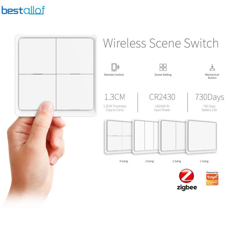 Tuya Tuya Smart ZigBee Wireless Sticker miễn phí Bảng điều khiển 4 chiều 12 cảnh Công tắc phím Liên kết thông minh BEST