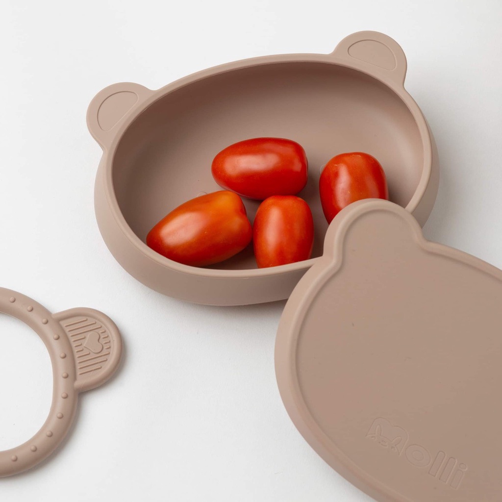 Bát Ăn Dặm Kèm Nắp Đậy Silicon Hình Gấu Molli