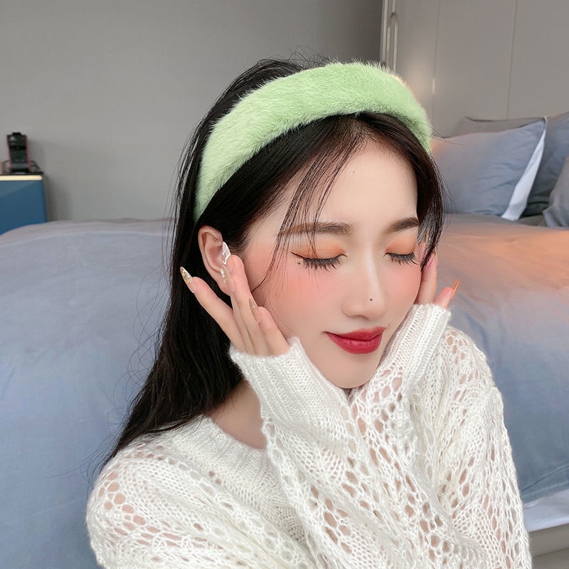 [Magpie] Băng Đô Cài Tóc Lông Nhung Bản Rộng Phiên Bản Thu Đông Phổ Biến Rửa Mặt Để Tăng Chiều Cao Đầu Lâu Đi Ra Ngoài Phụ Kiện Cho Nữ