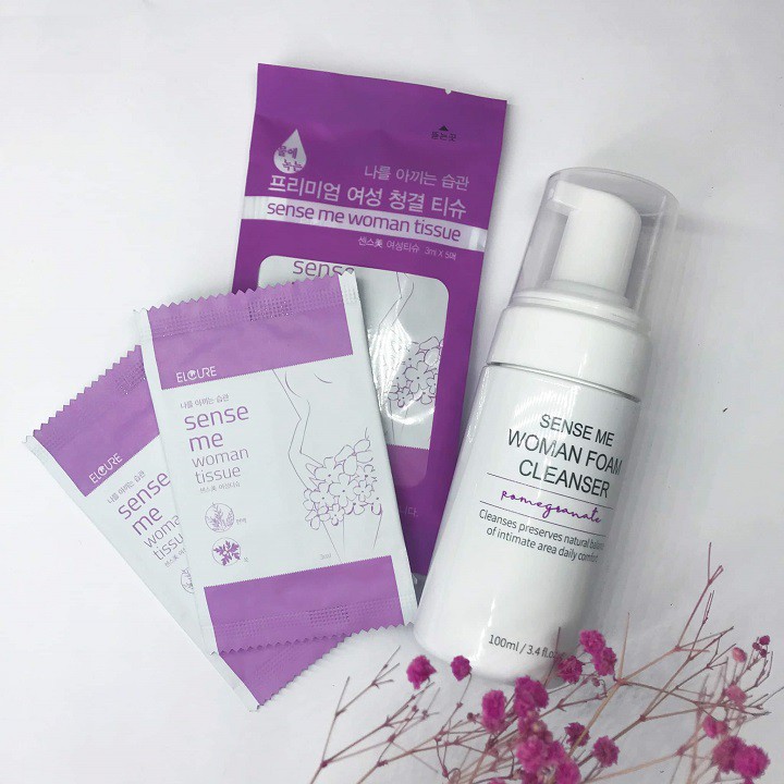 (Hàng mới về) Giấy ướt dành cho vùng kín Elcure Sense Me Woman Tissue 3ml/miếng