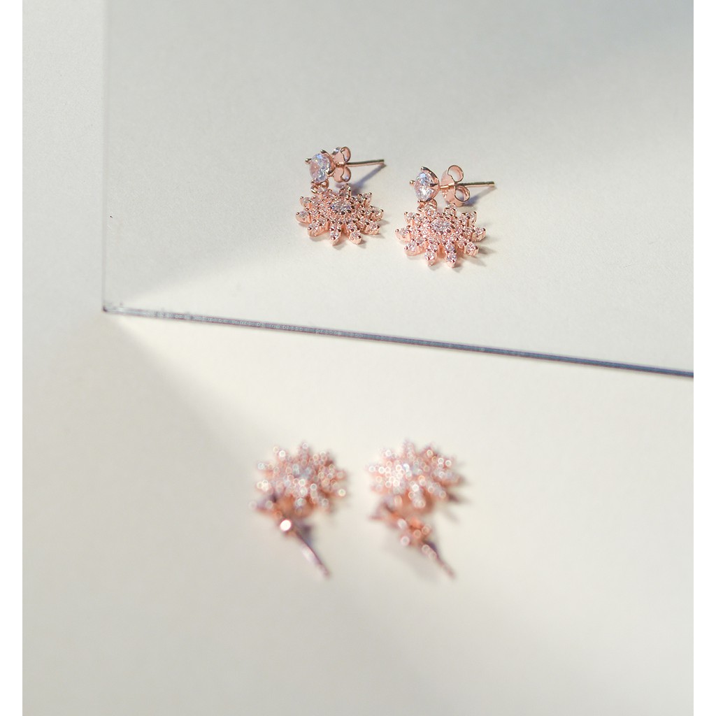 Khuyên tai bạc nữ Mon Lilas Mặt Hoa Tuyết Đính Đá K092003