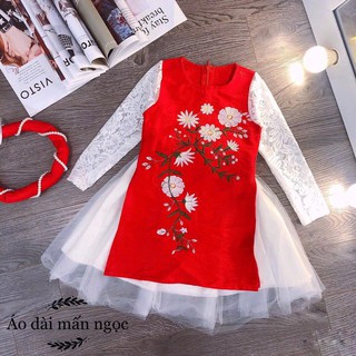 Áo dài kèm mấn ngọc (Sz 1-6y)