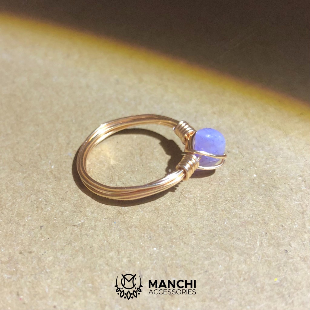 Nhẫn đá Amethyst handmade dây vàng