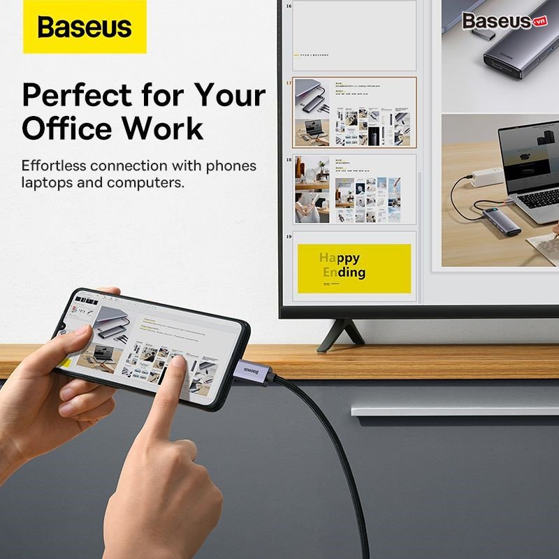Cáp Chuyển USB Type C Sang HDMI Siêu Nét Baseus High Definition Series Graphene Cho Smartphone/ Tablet/ Macbook/Laptop