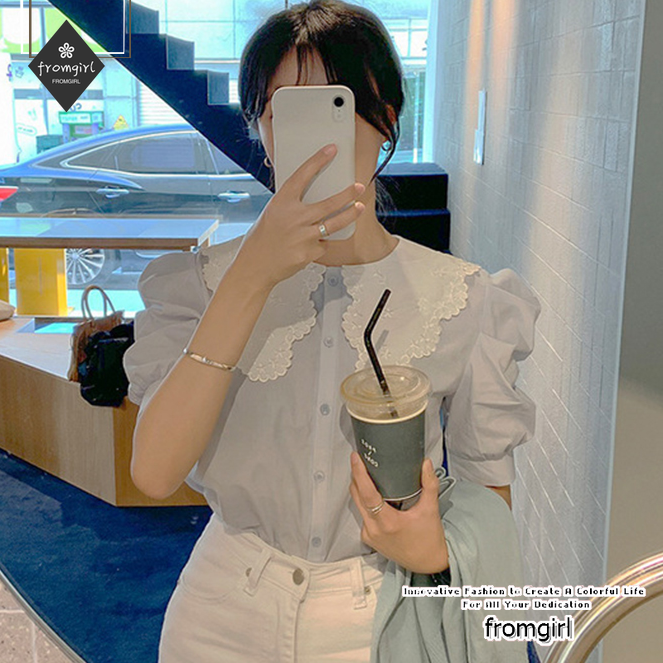 Áo Sơ Mi Kiểu Tay Ngắn Phong Cách Hàn Quốc Thời Trang Mùa Hè Cho Nữ