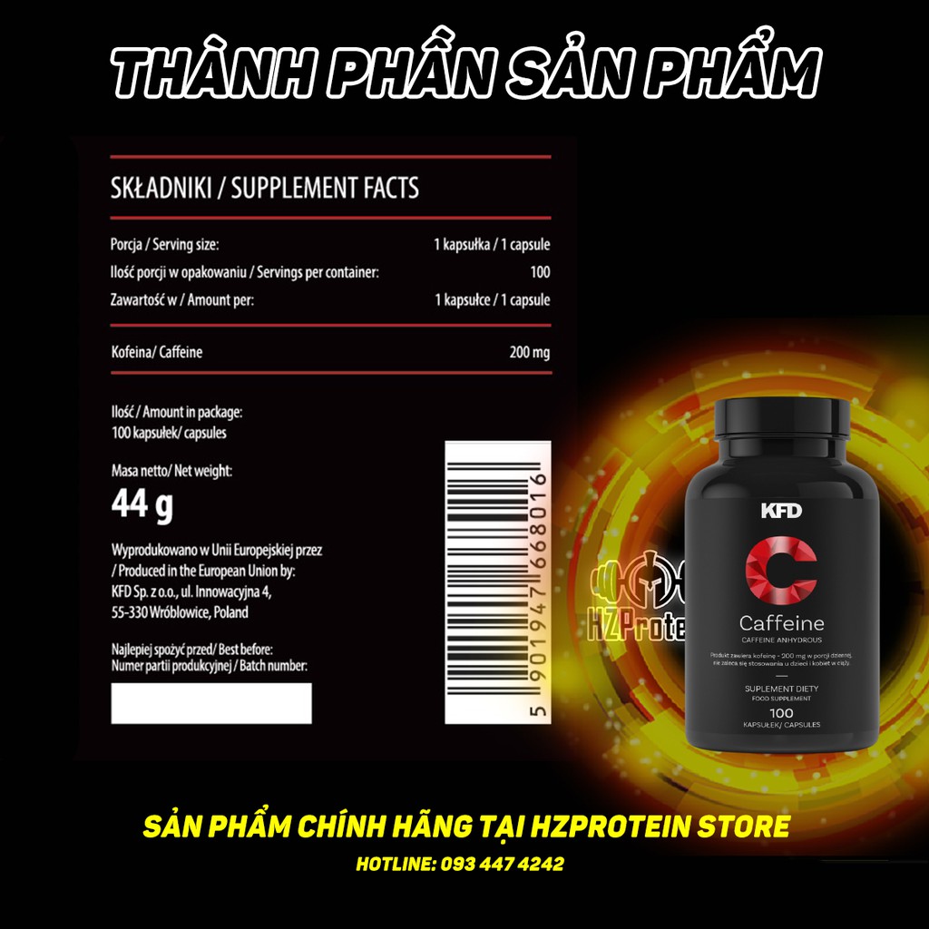 KFD CAFFEINE - VIÊN CAFFEINE 200MG GIÚP CƠ THỂ TẬP TRUNG TỈNH TÁO (100  VIÊN) | Shopee Việt Nam