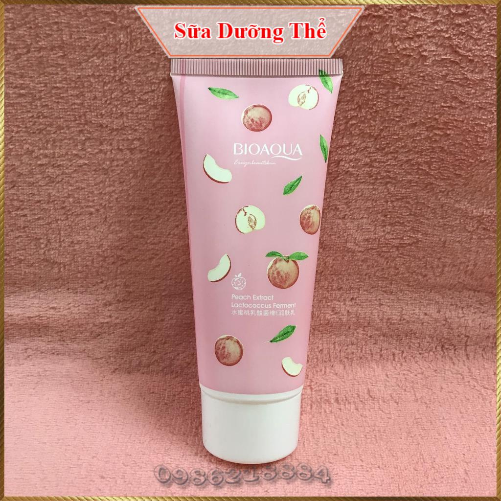 Sữa dưỡng thể hương Đào Bioaqua Body Lotion Peach Extract Lactococcus Ferment 100g dưỡng ẩm kích trắng da BBL2