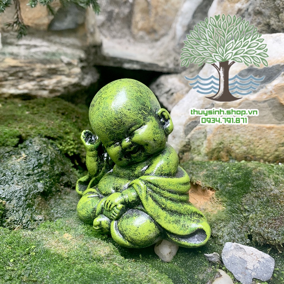 Chú tiểu dễ thương 8 cm trang trí tiểu cảnh sân vườn, phong thủy