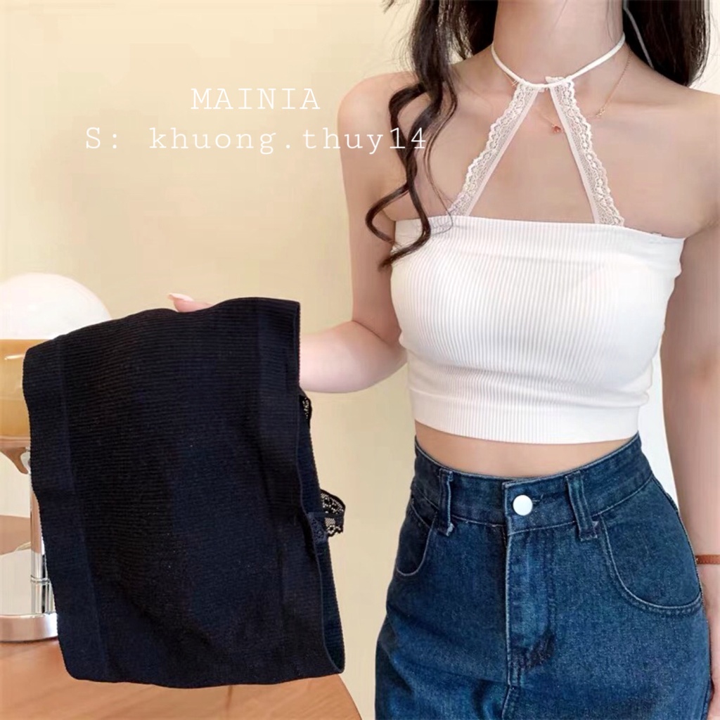 [Bao Đẹp Dày Dặn] Áo Bra Quây Cotton Gân Tăm Siêu Xinh Cột Dây Cổ Áo Croptop Thời Trang Mainia Shop