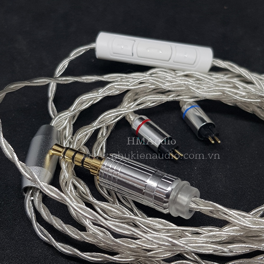 Dây tai nghe đồng mạ bạc OFC 1.0mm tết 4  - Connetor MMCX/ 2pin 0.78mm/ A2DC/ IM01/02/03/50/70