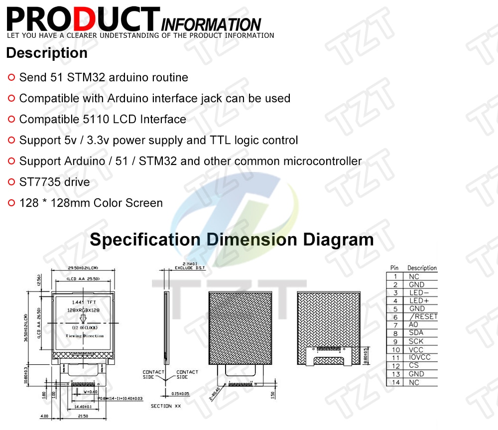 Mô-Đun Màn Hình Lcd 1.44 / 1.8 / 2.2 / 2.4 / 2.8 Inch Tft St7735 Ili9341 Spi 128x128 240x320 Cho Arduino