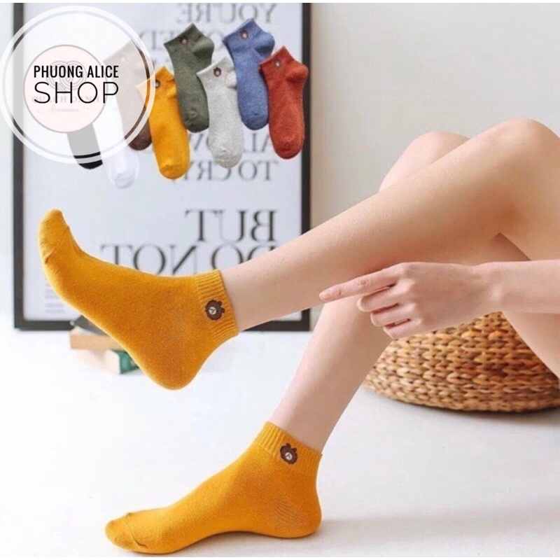 ❌FREE SHIP❌Combo đôi tất gấu cổ ngắn hoạ tiết dễ thương có video thật.