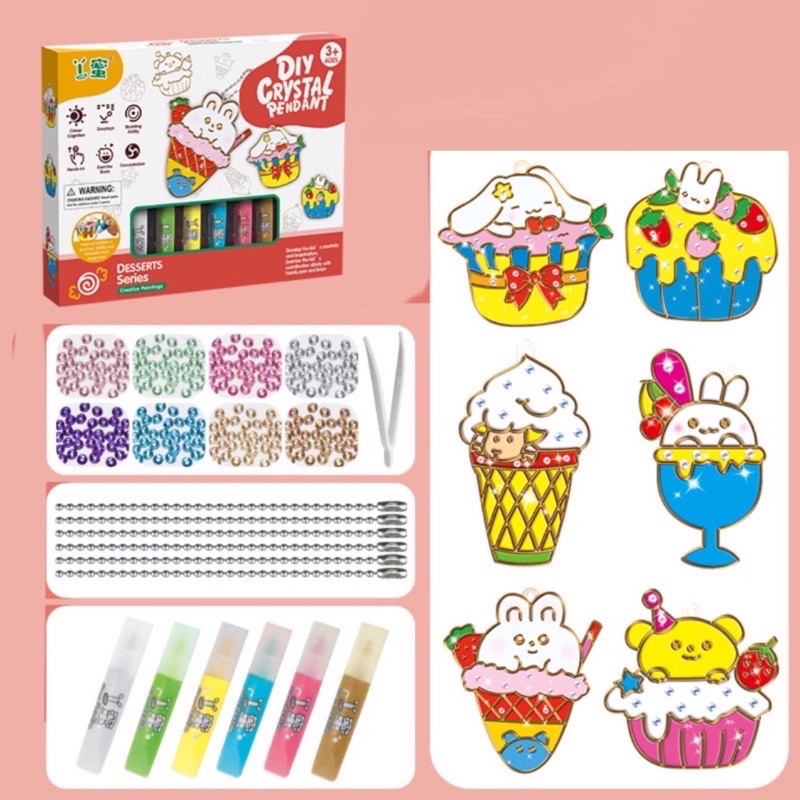 Bộ móc khóa- vòng đeo- tự tô màu trang trí với bút sơn nước cho bé thỏa sức sáng tạo