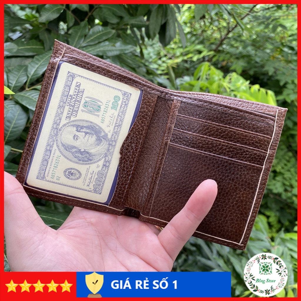 Ví nam mini da bò dáng đứng ví mini nam cao cấp da bò thật nhỏ gọn tiện lợi kích thước 10,5cm x 8,5cm VMN003