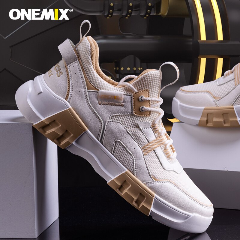 ONEMIX Men Platform Chunky Sneakers 5cm High Lace-up Casual Luxury Designer Old Dad Female Fashion Running Shoes Walking Sneaker