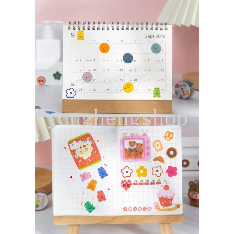 Cuộn 100 Băng Keo Washi Họa Tiết Hoạt Hình Dễ Thương Dùng Trang Trí Sổ Tay/ Đồ Thủ Công DIY