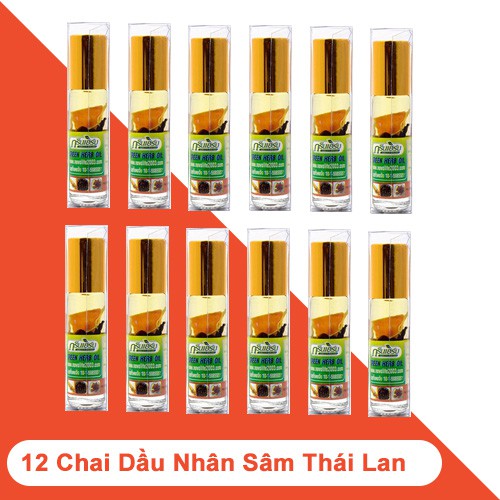 12 chai Dầu gió thảo dược nhân sâm Green Herb oil Thailand 8ml