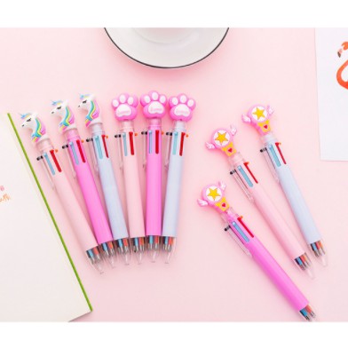 Bút bấm 10 màu bút bấm nhiều màu thỏ gấu ngựa thần  BNM11