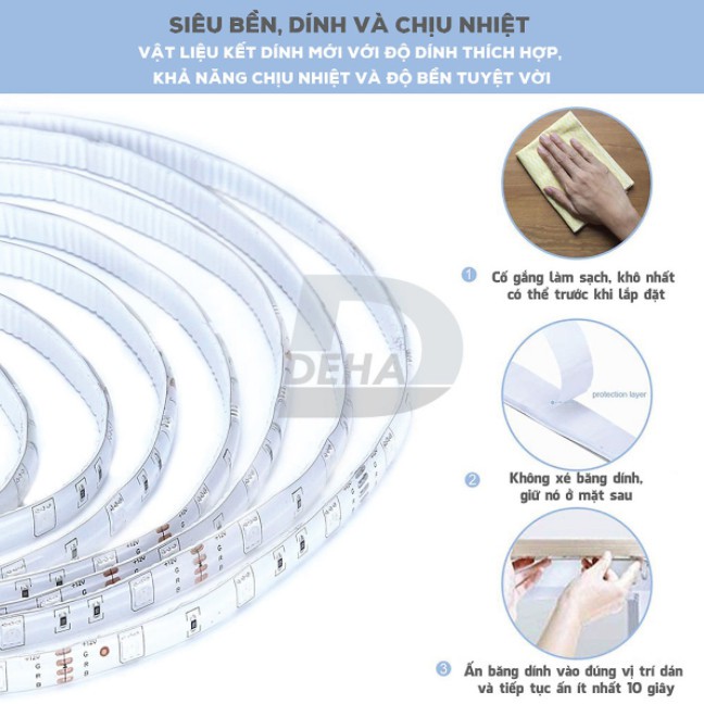 Đèn Led Trang trí 5050 RGB Đổi 16 Triệu Màu, Dài 5 Mét, Phủ Silicon Chống Nước + Keo Dán 2 Mặt Chắc Chắn | BigBuy360 - bigbuy360.vn