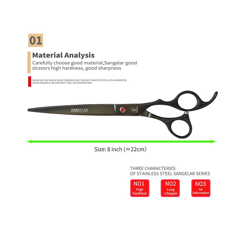 Kéo Cắt Tỉa Lông Thú Cưng Màu Vàng Hồng 8 inch Sangelar