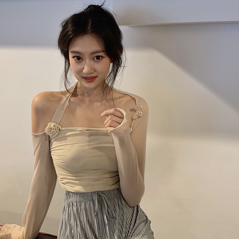 DUNEA Áo kiểu cổ vuông trễ vai che nắng gợi cảm thời trang cho nữ