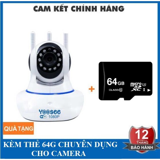 Camera Yoosee 3 râu HD1080 tặng thẻ nhớ 64G chuyên dụng