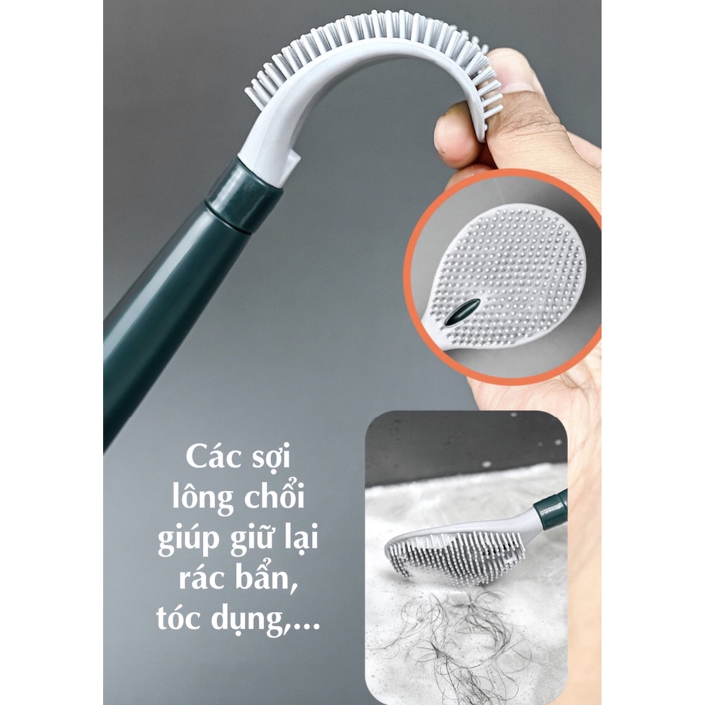 Chổi cọ toilet gắn tường - Cây cọ silicon có bình chứa xà phòng tiệng dụng