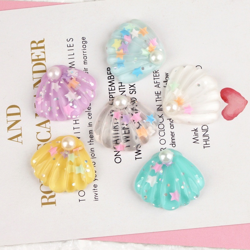 Set 10 phụ kiện trang trí ốp điện thoại hình vỏ sò