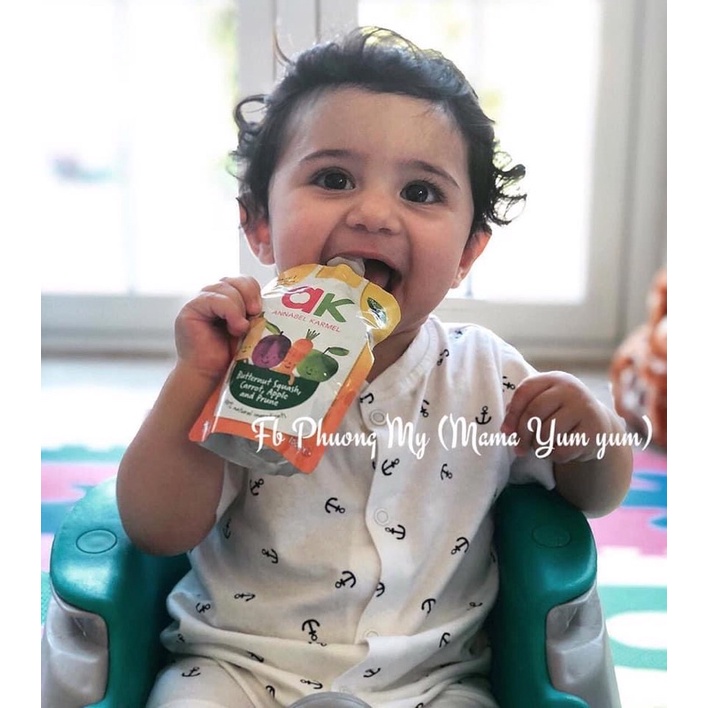 Date 11/23 Trái cây nghiền organic hữu cơ Annabel Karmel AK cho bé 6 tháng 6m nội địa Anh, phù hợp cho bé dị ứng đạm bò