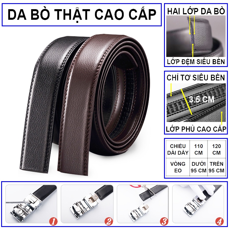 Thắt lưng nam Khóa tự động dây răng cưa KR51/52/53/54/55/56, Dây lưng da nam da xịn cao cấp Dây Nịt cao cấp