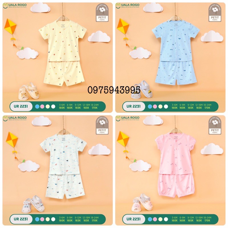 UR2231 Bộ quần áo cộc tay họa tiết Uala Rogo vải petit