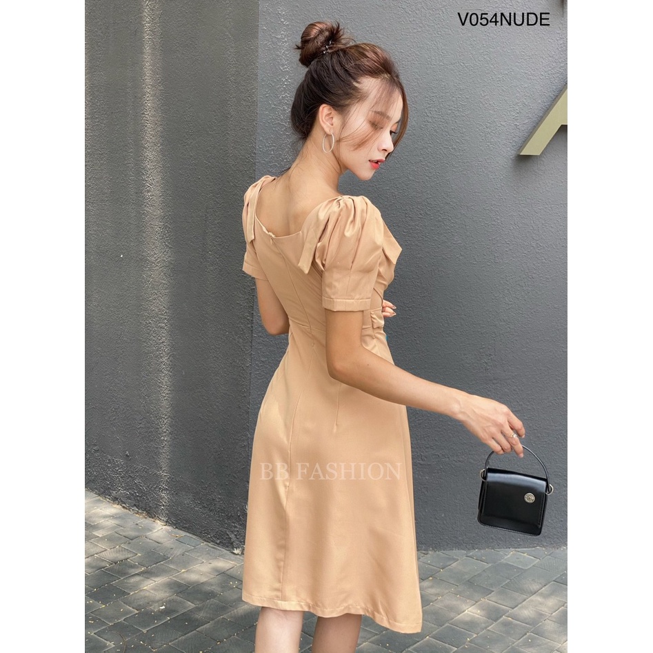 Váy dây chéo ngực tay bồng cổ vuông, Đầm nữ mini hàng thiết kế chất chéo hàn cao cấp mềm mịn không nhàu V054 | BigBuy360 - bigbuy360.vn