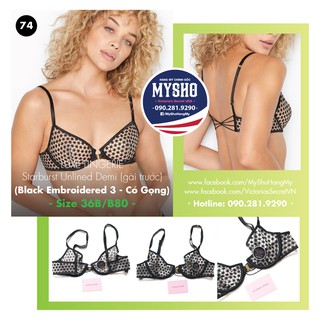 (36B/B80 - Bill Mỹ) - Áo ngực đen phối lưới sexy (74) gài trước không mút, Luxe Lingerie, Black Embroidered