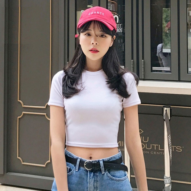 [HÌNH THẬT] ÁO THUN CROPTOP TRƠN ÔM BODY - CỔ TRÒN