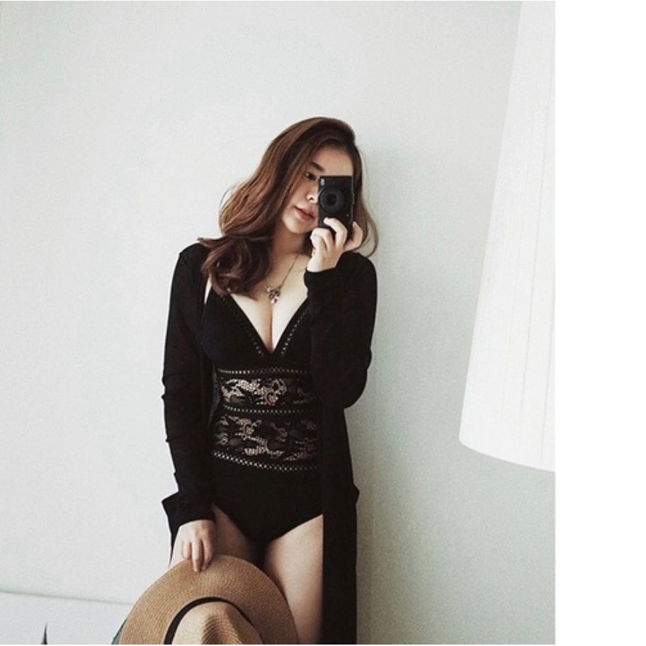 Bộ bơi bikini một mảnh phối ren, xu hướng hot 2018