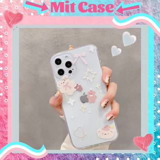 Ốp Lưng iPhone Silicon Trong Suốt Gấu Sticker Nơ Hoa Cute Iphone 6 6 plus 7 plus 8 plus x xs max 11 pro max 12 12promax