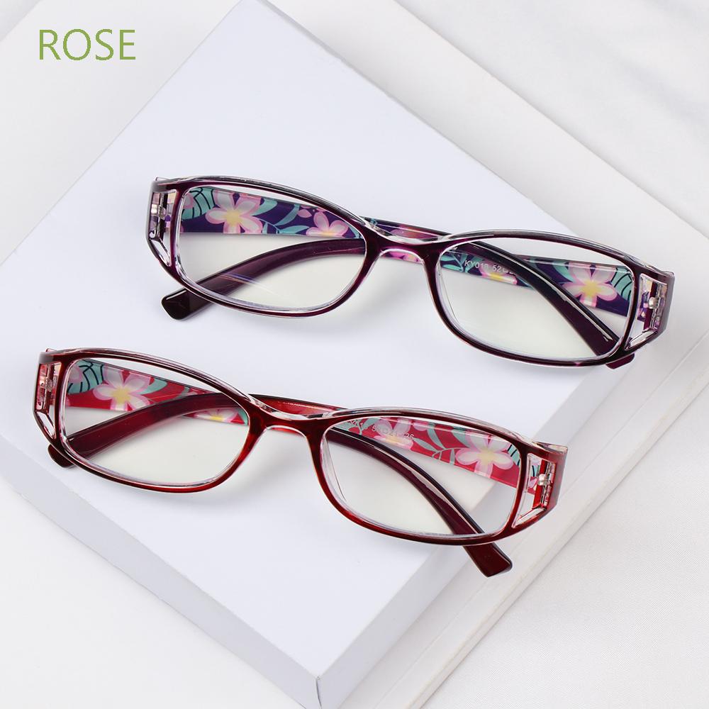 ROSE Women Anti-Blue Light Eyeglasses Elegant Ultra Light Frame Reading Glasses Portable Fashion Flowers Comfortable Vintage Eye Protection/Multicolor