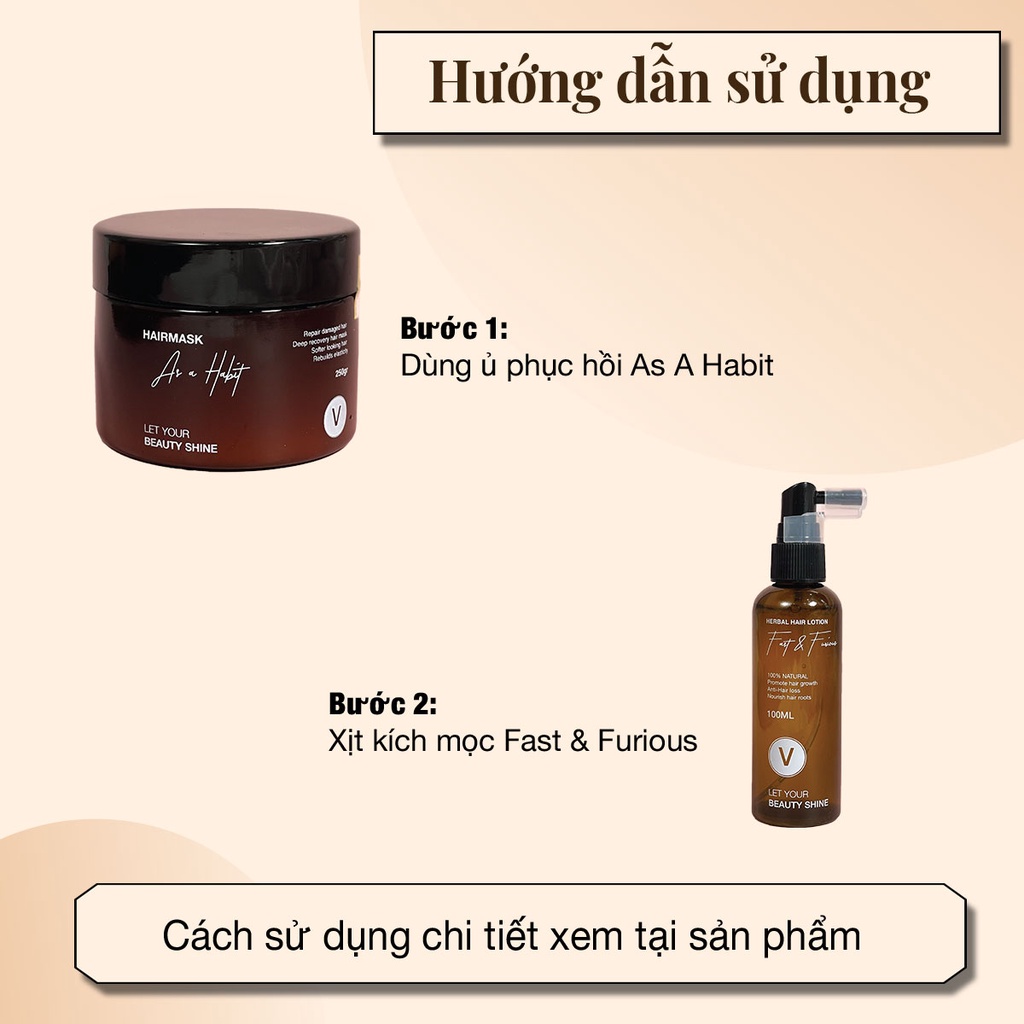 Bộ sản phẩm kích mọc tóc nhanh dài mềm mượt chắc khỏe cho tóc uốn duỗi nhuộm combo 7 Vyvyhaircare V 350ml