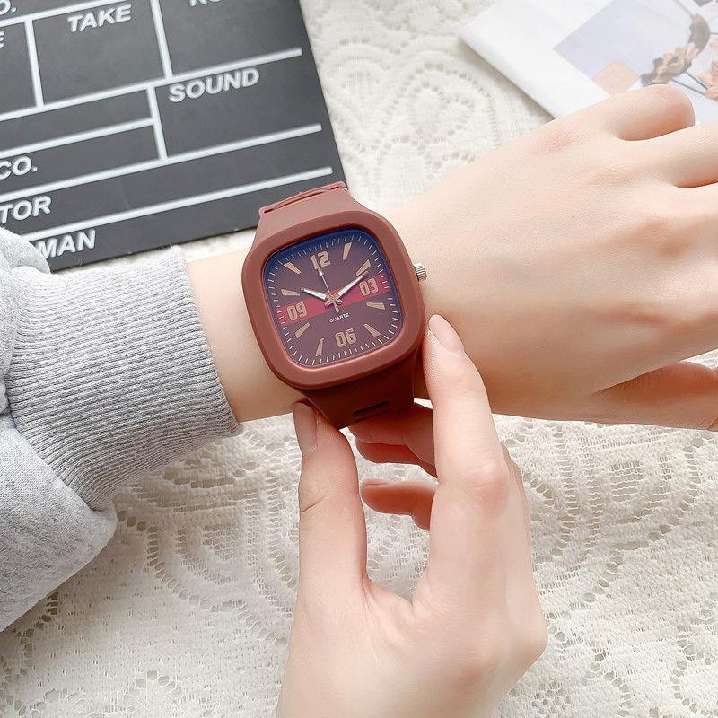 Đồng hồ nữ mặt vuông 400 điện tử hot trend nam nữ thời trang Unisex