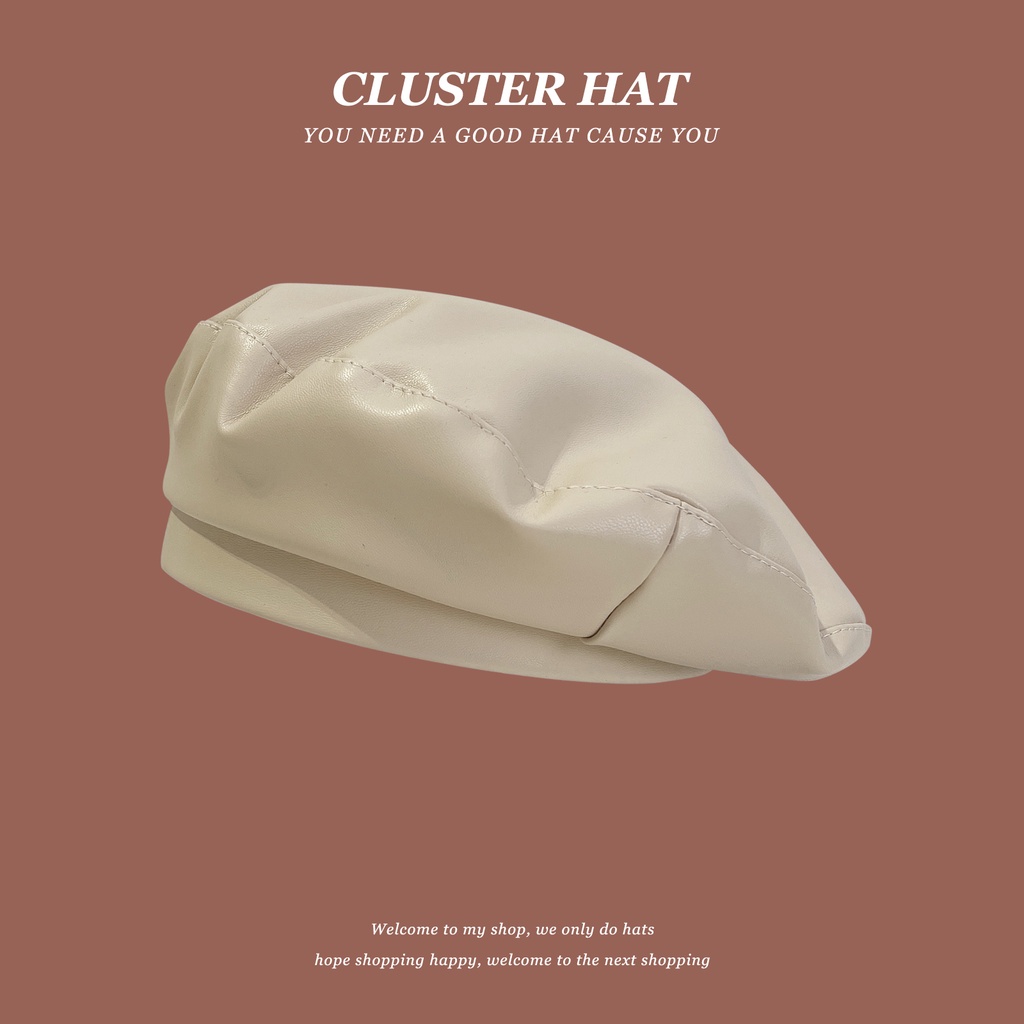 Mũ nồi da màu trơn phong cách Hàn Quốc thời trang thu đông cho nữ