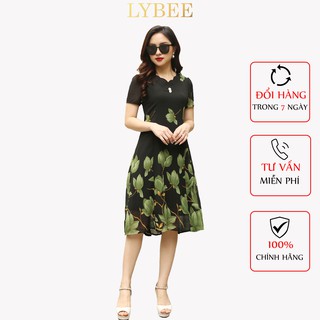 Váy trung niên LYBEE chất voan tơ thoáng mát đầm trung tuổi cho mẹ mã 585